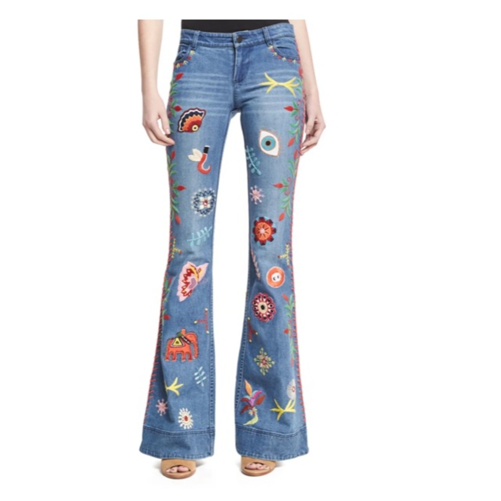 Alice + Olivia Embroidered Jeans